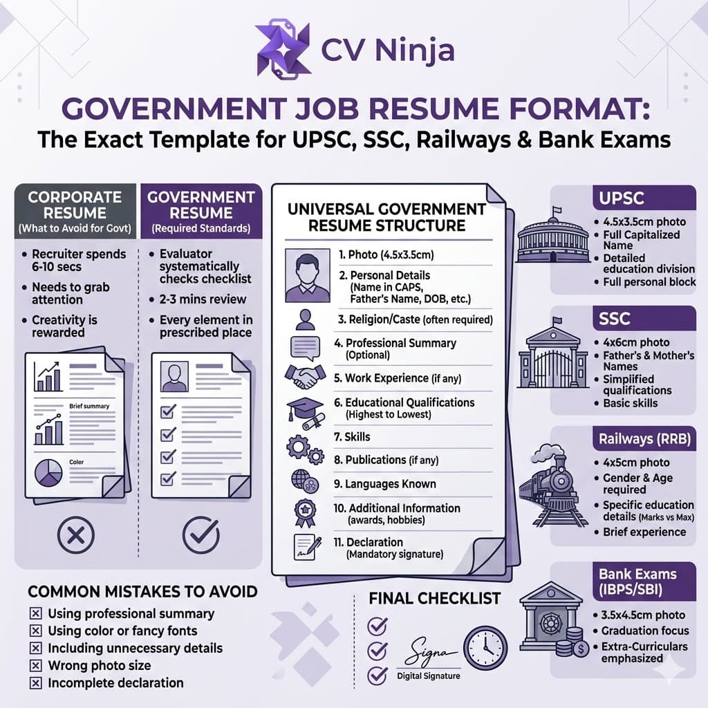 Government Job Resume Format: The Exact Template for UPSC, SSC, Railways & Bank Exams